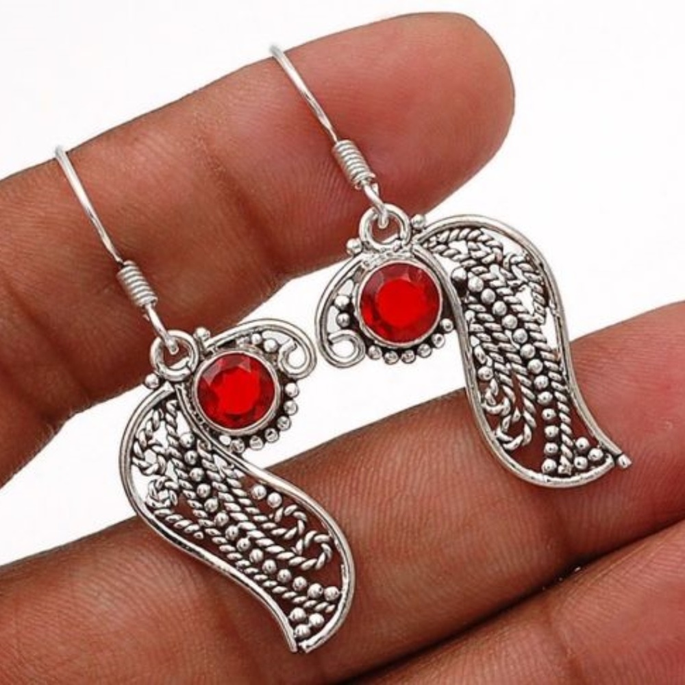Fire Garnet 925 Sterling Silver Earrings